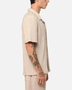 XXIII Pleated Button Up Shirt Tan -Culture Kings 02051862 YT001 mens 00040