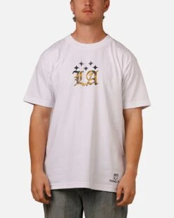 Mitchell & Ness X Los Angeles Galaxy X Culture Kings LA Wordmark T-Shirt White -Culture Kings 02051930 YW100 mens 0020