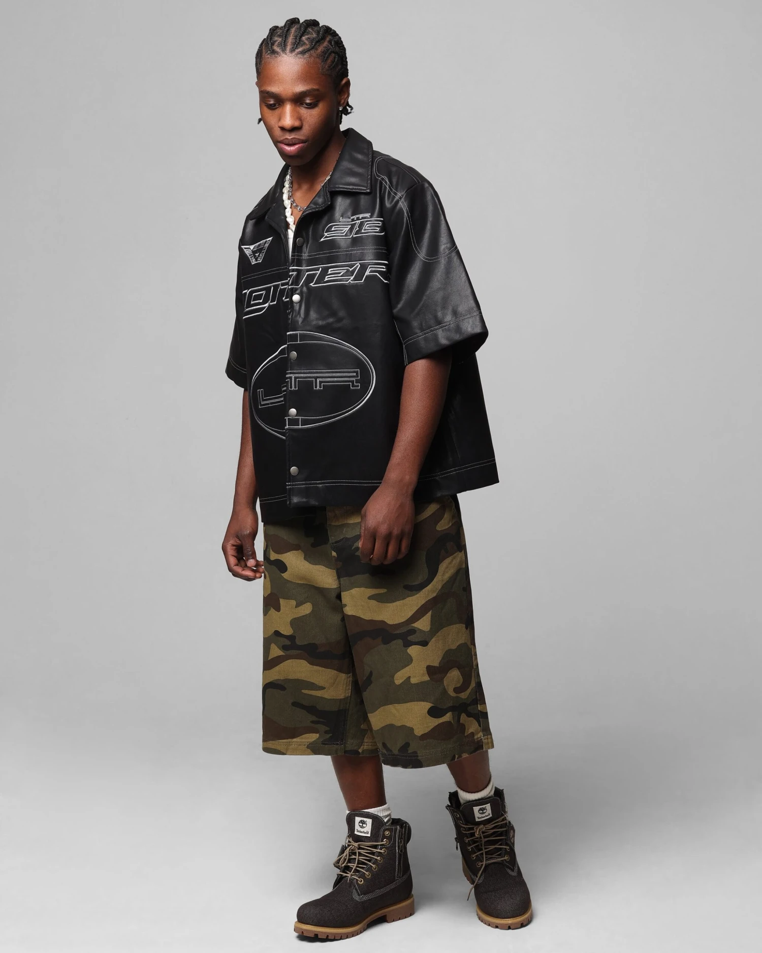 Loiter Motor PU Leather Button Up Shirt Black 5 Loiter Motor PU Leather Button Up Shirt Black - Image 3