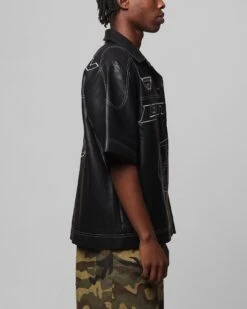 Loiter Motor PU Leather Button Up Shirt Black 14 Loiter Motor PU Leather Button Up Shirt Black -Culture Kings 02052036 YB001 mens 00050