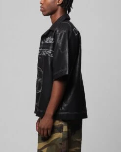 Loiter Motor PU Leather Button Up Shirt Black 15 Loiter Motor PU Leather Button Up Shirt Black -Culture Kings 02052036 YB001 mens 00060
