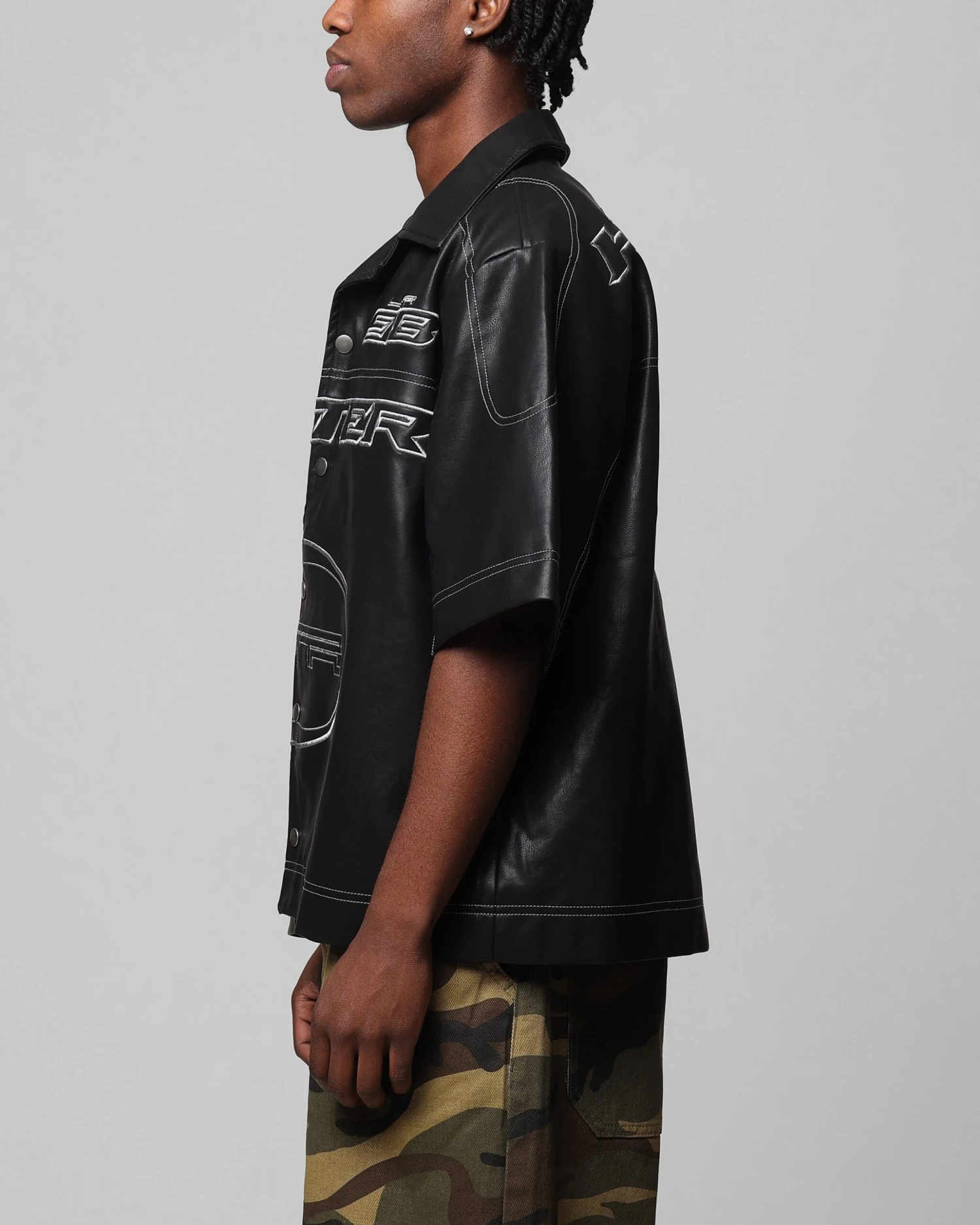 Loiter Motor PU Leather Button Up Shirt Black 8 Loiter Motor PU Leather Button Up Shirt Black - Image 6