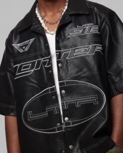 Loiter Motor PU Leather Button Up Shirt Black 17 Loiter Motor PU Leather Button Up Shirt Black -Culture Kings 02052036 YB001 mens 00080