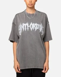 The Anti Order New Dawn Mock Neck T-Shirt Washed Charcoal