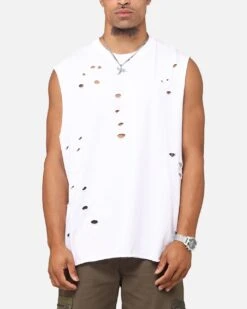 Saint Morta Distressed Oversized Muscle T-Shirt White 10 Saint Morta Distressed Oversized Muscle T-Shirt White -Culture Kings 02052122 YW100 mens 00020
