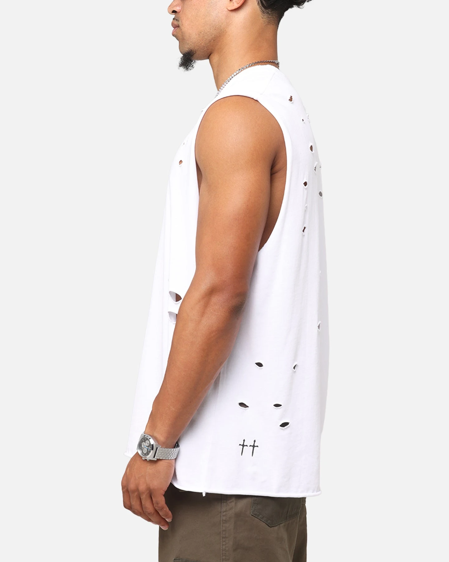 Saint Morta Distressed Oversized Muscle T-Shirt White 8 Saint Morta Distressed Oversized Muscle T-Shirt White - Image 6