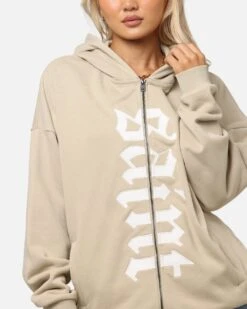 Saint Morta Gothic Distressed Zip Hoodie Stone -Culture Kings 02052229 YS400 womens 00060