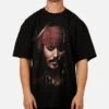 Goat Crew Disney Pirates Of The Caribbean Jack Sparrow Vintage T-Shirt Black Acidwash