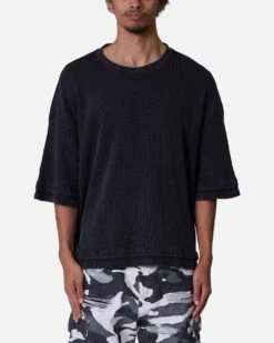 MNML Double Layer Acid Washed T-Shirt Black