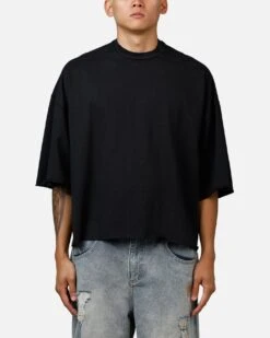 MNML Oversized Raw Hem T-Shirt Washed Black