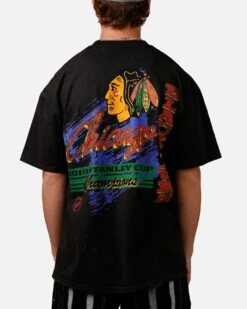 Culture Kings Chicago Blackhawks Vintage T-Shirt Black Acidwash -Culture Kings 02052376 YB017 mens 0020