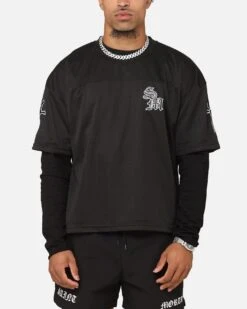 Saint Morta Gothic Mesh Layered Long Sleeve Jersey Black