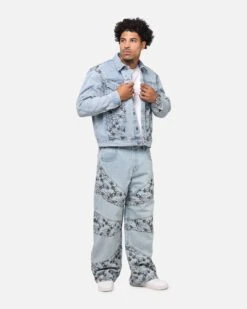 Saint Morta Poison Ivy Panel Denim Jacket Mid Blue -Culture Kings 02052599 YB673 mens 00030