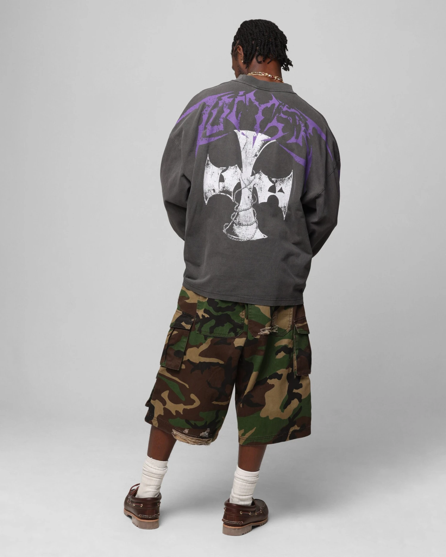 Loiter Angel Number Long Sleeve T-Shirt Charcoal 6 Loiter Angel Number Long Sleeve T-Shirt Charcoal - Image 4