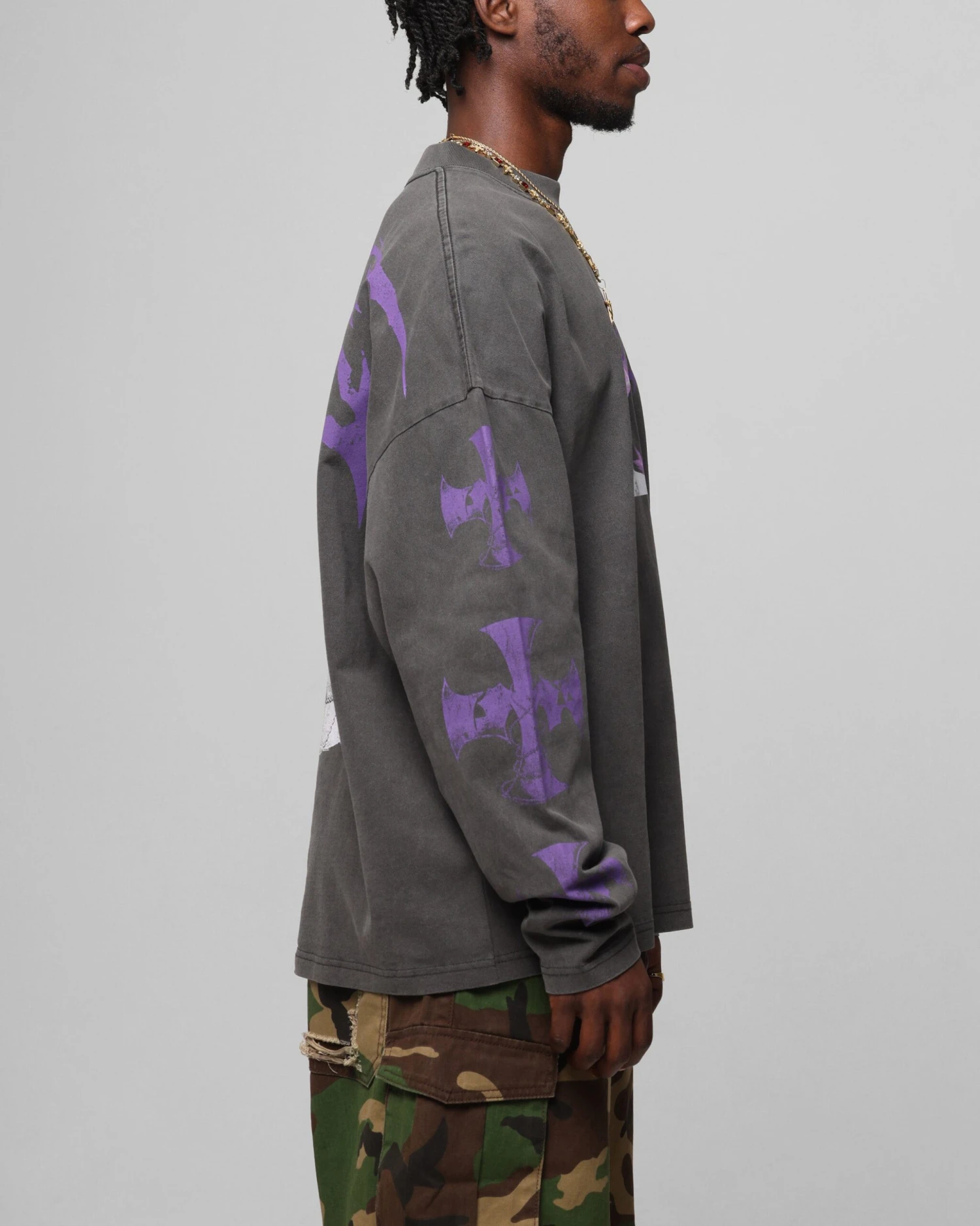 Loiter Angel Number Long Sleeve T-Shirt Charcoal 7 Loiter Angel Number Long Sleeve T-Shirt Charcoal - Image 5