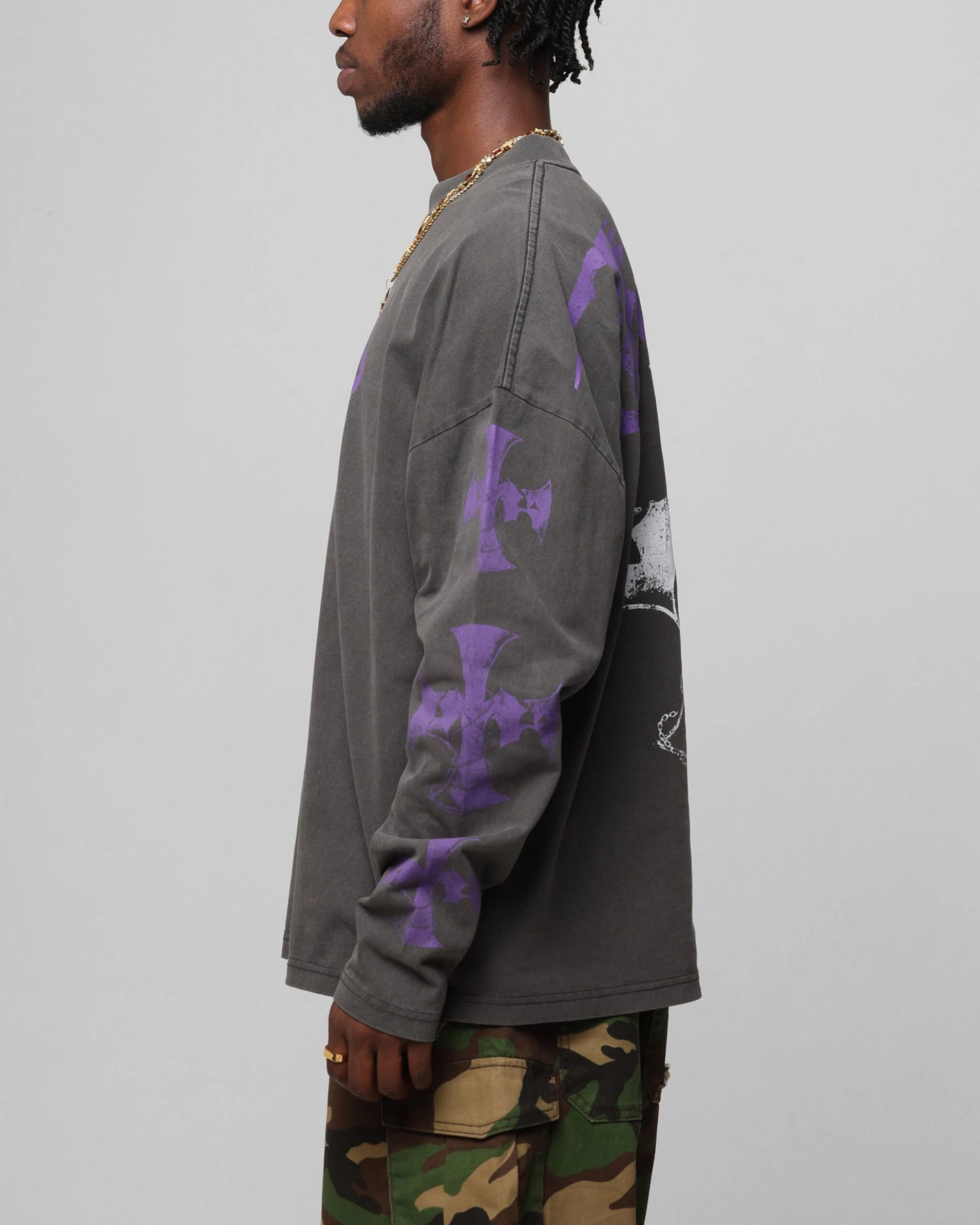 Loiter Angel Number Long Sleeve T-Shirt Charcoal 8 Loiter Angel Number Long Sleeve T-Shirt Charcoal - Image 6