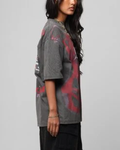 Loiter Motocross Vintage T-Shirt Charcoal/Red -Culture Kings 02052634 YC337 womens 00050