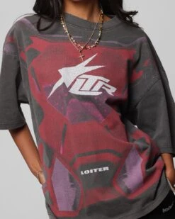 Loiter Motocross Vintage T-Shirt Charcoal/Red -Culture Kings 02052634 YC337 womens 00070