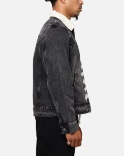 Saint Morta Gothic Distressed Denim Jacket Black Shadow -Culture Kings 02052736 YB427 mens 00040