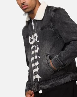 Saint Morta Gothic Distressed Denim Jacket Black Shadow -Culture Kings 02052736 YB427 mens 00060