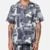 XXIII Printed Denim Patch Button Up Shirt Blue -Culture Kings 02052839 YX001 mens 00010