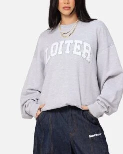 Loiter Arch Premium Crewneck Grey 13 Loiter Arch Premium Crewneck Grey -Culture Kings 02052846 YQ001 womens 00060