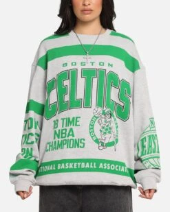 Mitchell & Ness Boston Celtics Letterform Crewneck Grey Marle/Official Team Color