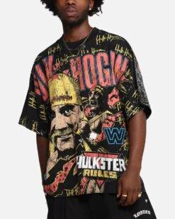Culture Kings X WWE Hulk Hogan All Over Print T-Shirt Black -Culture Kings 02053214 YB001 mens 0070