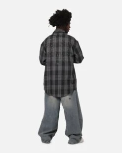 Saint Morta Spray Long Sleeve Flannel Shirt Grey -Culture Kings 02053268 YQ001 mens 0040