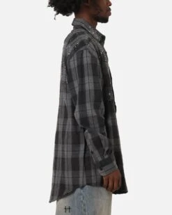 Saint Morta Spray Long Sleeve Flannel Shirt Grey -Culture Kings 02053268 YQ001 mens 0050