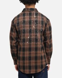 Saint Morta Spray Long Sleeve Flannel Shirt Brown -Culture Kings 02053268 YX300 mens 0020