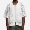 Loiter Lace Button Up Shirt Cream -Culture Kings 02053283 YC600 mens 0010