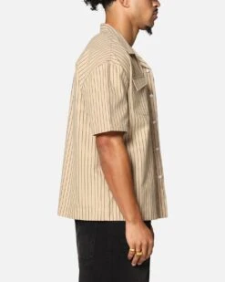 Saint Morta Gothic Pinstripe Button Up Shirt Tan -Culture Kings 02053287 YT001 mens 000050