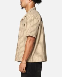 Saint Morta Gothic Pinstripe Button Up Shirt Tan -Culture Kings 02053287 YT001 mens 000060