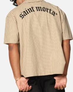 Saint Morta Gothic Pinstripe Button Up Shirt Tan -Culture Kings 02053287 YT001 mens 000070