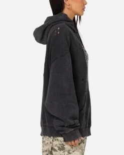 Mitchell & Ness Las Vegas Raiders Distressed Rhinestone Logo Hoodie Faded Black -Culture Kings 02053302 YB554 womens 0040