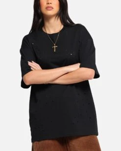 XXIII Distressed T-Shirt Black -Culture Kings 02053325 YB001 womens 0070