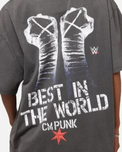 Culture Kings X WWE CM Punk Heavy T-Shirt Black Wash -Culture Kings 02053476 YB295 womens 00080