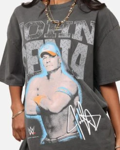 Culture Kings X WWE John Cena Heavy T-Shirt Black Wash -Culture Kings 02053477 YB295 womens 00070