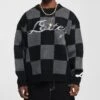 Loiter Checker Knit Sweater Black/Grey -Culture Kings 02053527 YB006 mens 000000010