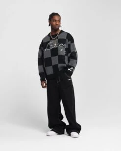 Loiter Checker Knit Sweater Black/Grey -Culture Kings 02053527 YB006 mens 000000030