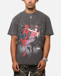 Goat Crew Marvel’s Spider-Man Peter Parker & MJ Heavyweight T-Shirt Black Wash