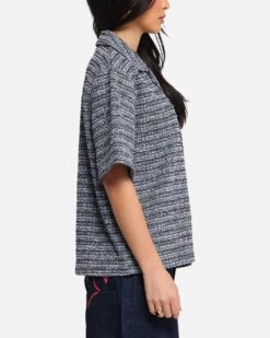 XXIII Boucle Tweed Crop Button Up Shirt Black/White/Blue -Culture Kings 02053656 YB087 womens 0040