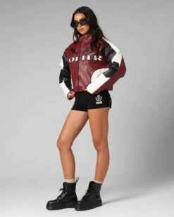 Loiter Women's Engine Cropped Vegan Leather Jacket Red -Culture Kings 02053841 YR001 womens 0030