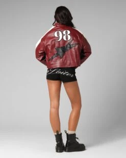 Loiter Women's Engine Cropped Vegan Leather Jacket Red -Culture Kings 02053841 YR001 womens 0040