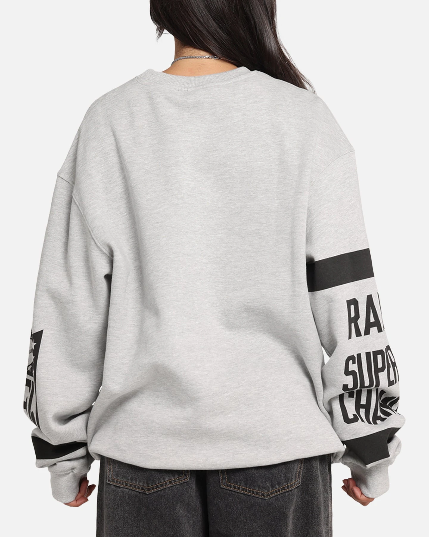 Mitchell & Ness Las Vegas Raiders Letterform Crewneck Grey Marle/Official Team Color 5 Mitchell & Ness Las Vegas Raiders Letterform Crewneck Grey Marle/Official Team Color - Image 3