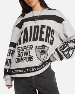 Mitchell & Ness Las Vegas Raiders Letterform Crewneck Grey Marle/Official Team Color 13 Mitchell & Ness Las Vegas Raiders Letterform Crewneck Grey Marle/Official Team Color -Culture Kings 02053912 YQ163 womens 0060
