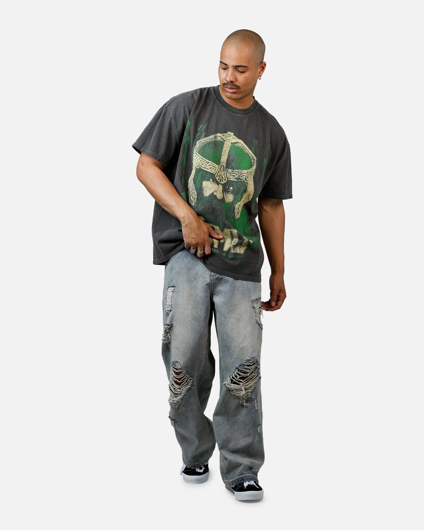 American Thrift X Lord Of The Rings Gimli Toss Heavyweight T-Shirt Black Wash 5 American Thrift X Lord Of The Rings Gimli Toss Heavyweight T-Shirt Black Wash - Image 3