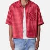 MNML Crispy Poplin Over Button Up Shirt Red Plaid 2 MNML Crispy Poplin Over Button Up Shirt Red Plaid -Culture Kings 02053970 YR630 mens 0010