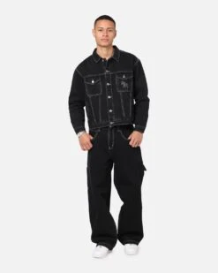 Saint Morta Fray Trucker Denim Jacket Contrast Black -Culture Kings 02054108 YE282 mens 0020